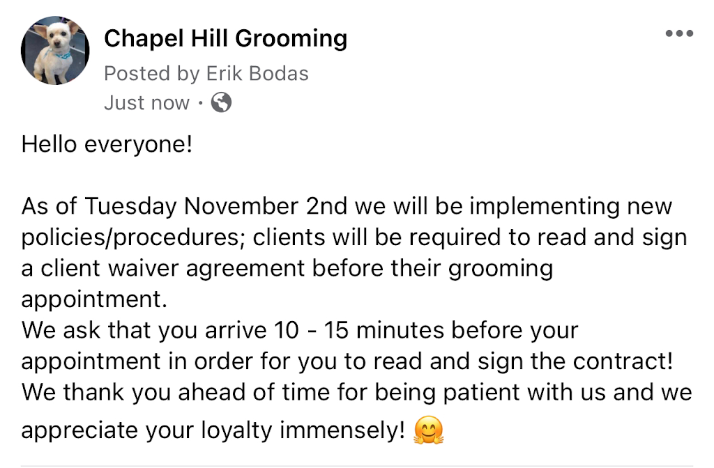 Chapel Hill Grooming inc | 1600 Forest Valley Dr #4, Orléans, ON K1C 6X7, Canada | Phone: (613) 841-5240