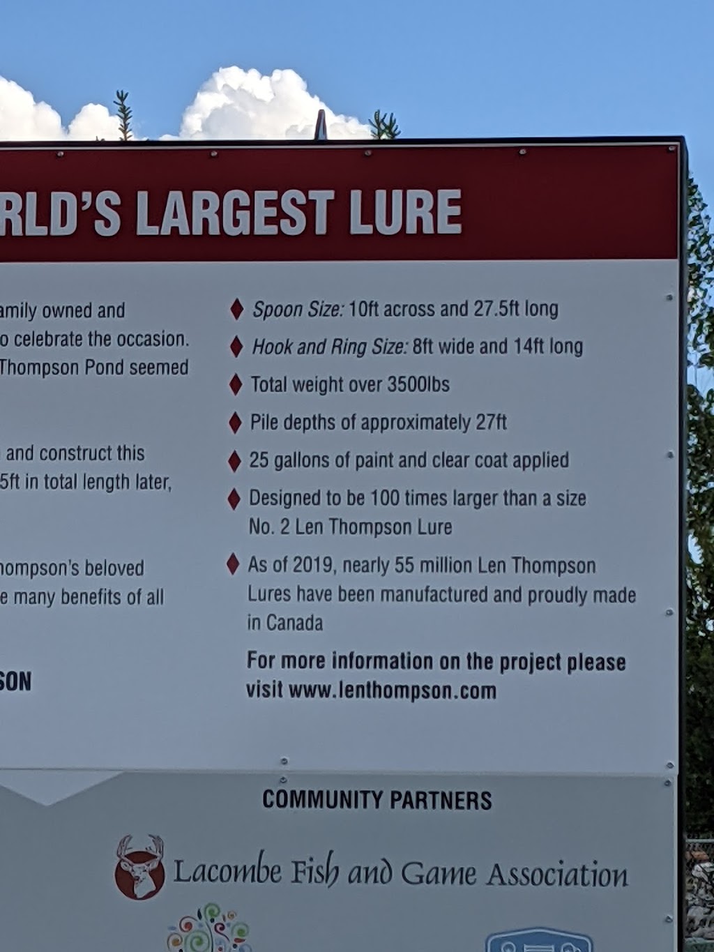 Worlds Largest Fishing Lure | Len Thompson Dr, Lacombe, AB T4L, Canada | Phone: (403) 782-3528