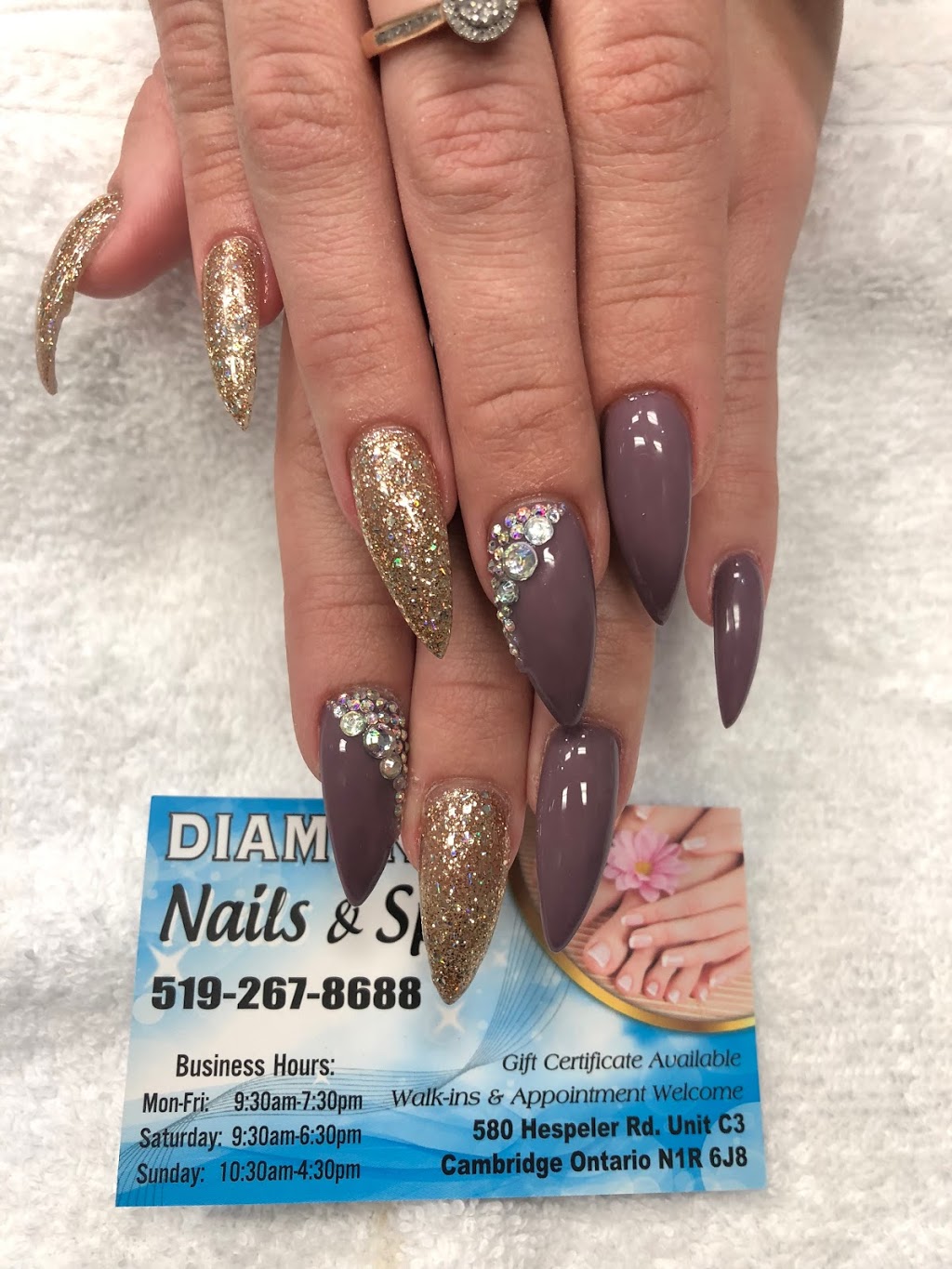 Diamond Nails and Spa | 580 Hespeler Rd C3, Cambridge, ON N1R 6J8, Canada | Phone: (519) 267-8688