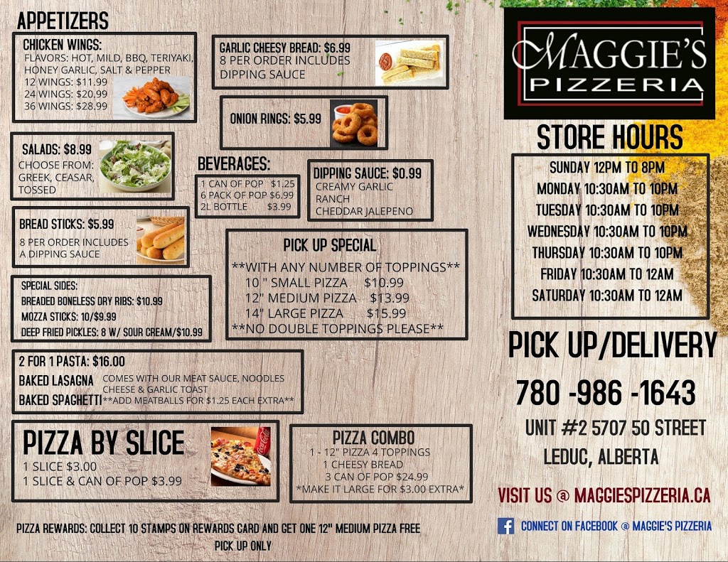 Maggies Pizzeria | 5707 50 St #2, Leduc, AB T9E 6Z8, Canada | Phone: (780) 986-1643