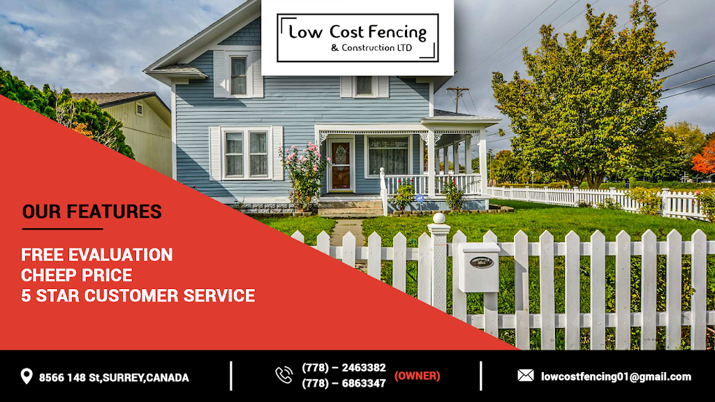 Low Cost Fencing And Construction LTD | 8566 148 St, Surrey, BC V3S 3G4, Canada | Phone: (778) 246-3382