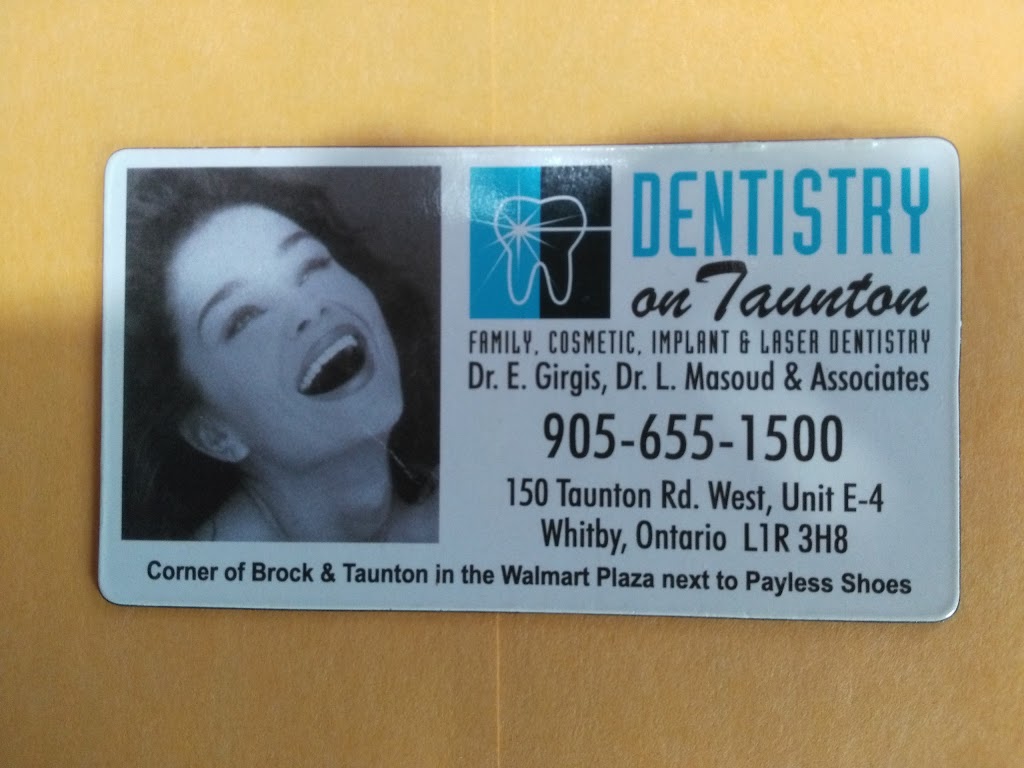 Dentistry On Taunton | 150 Taunton Rd W unit e3, Whitby, ON L1R 3H8, Canada | Phone: (905) 655-1500