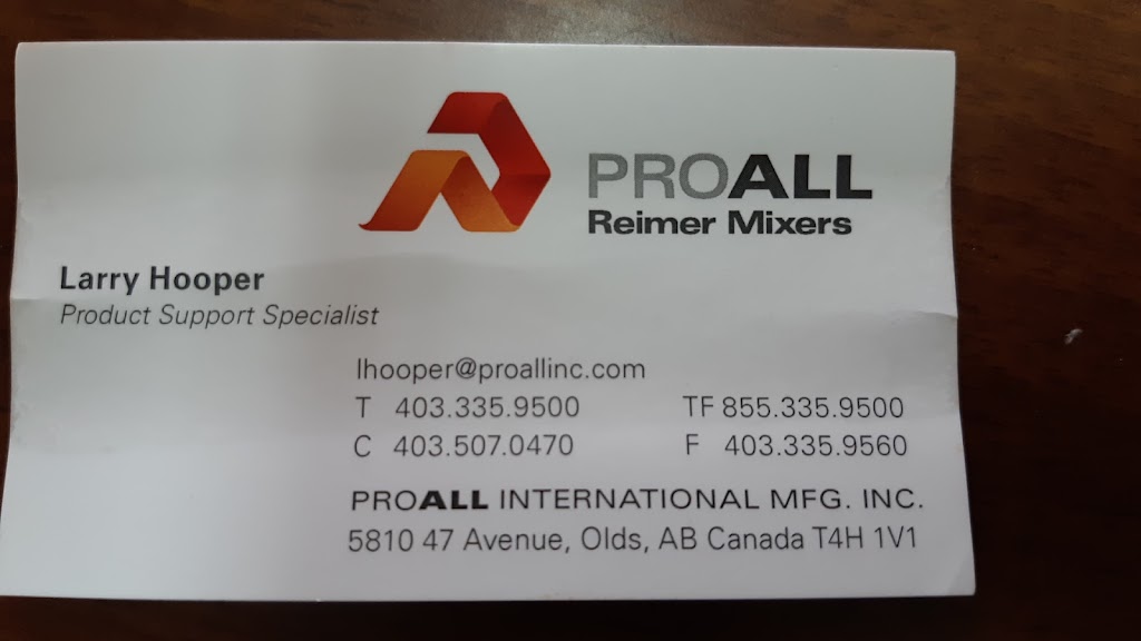 ProAll International Manufacturing Inc. | 5810 47 Ave, Olds, AB T4H 1V1, Canada | Phone: (403) 335-9500