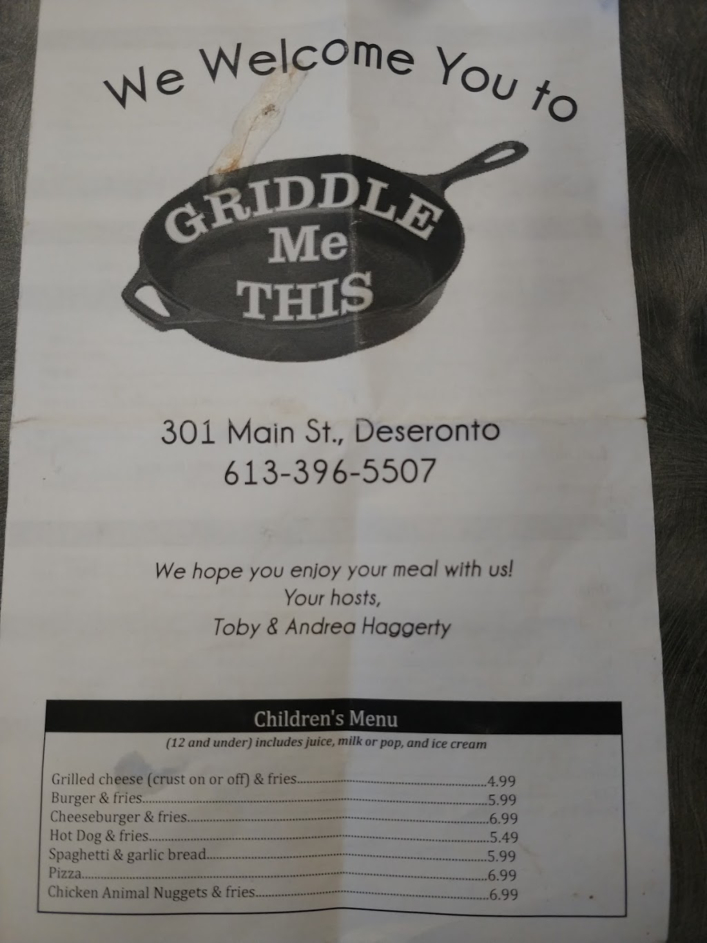 Griddle Me This | 301 Main St, Deseronto, ON K0K 1X0, Canada | Phone: (613) 396-5507