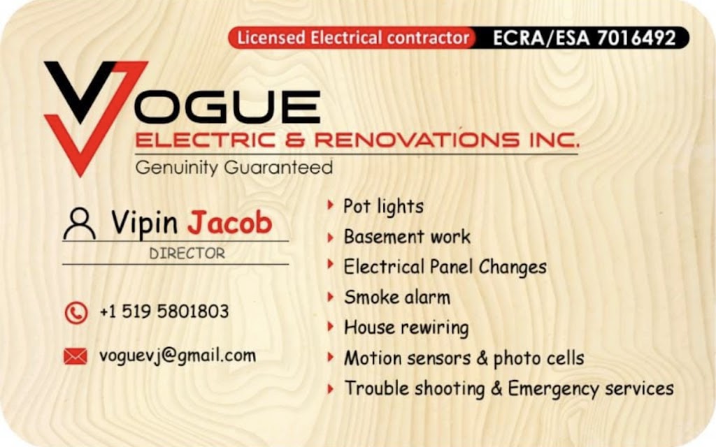 Vogue Electric Inc. | 62 Optimist Dr, St Thomas, ON N5P 0G4, Canada | Phone: (519) 580-1803