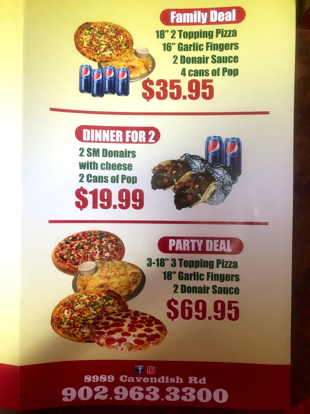 Jacks Pizza | 8989 Cavendish Rd, Cavendish, PE C0A 1M0, Canada | Phone: (902) 963-3300