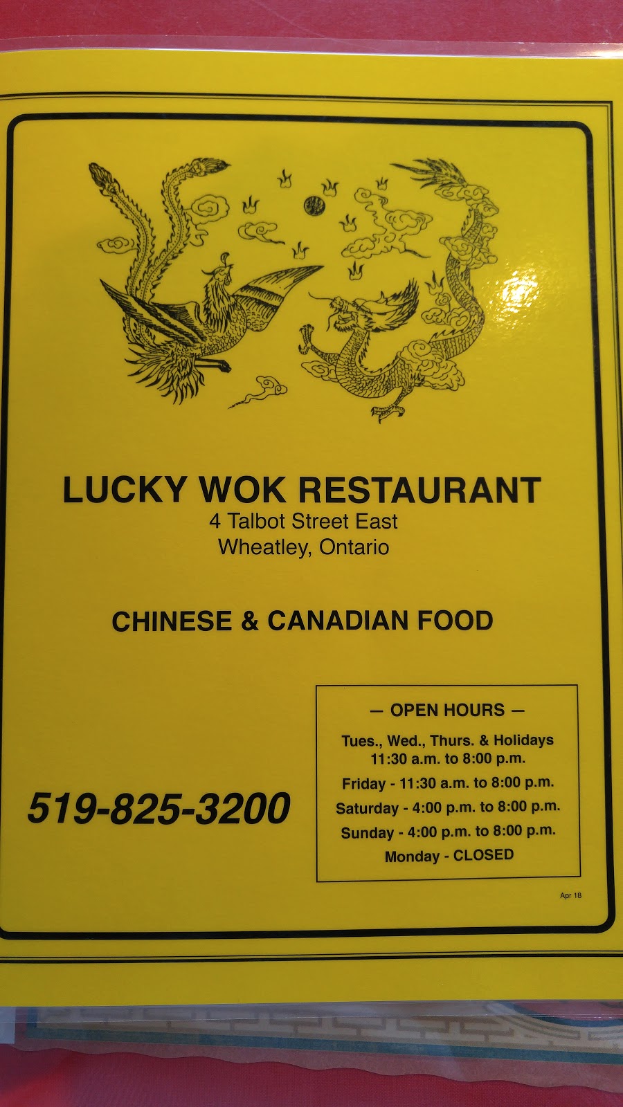 Lucky Wok Restaurant | 4 Talbot Rd E, Wheatley, ON N0P 2P0, Canada | Phone: (519) 825-3200