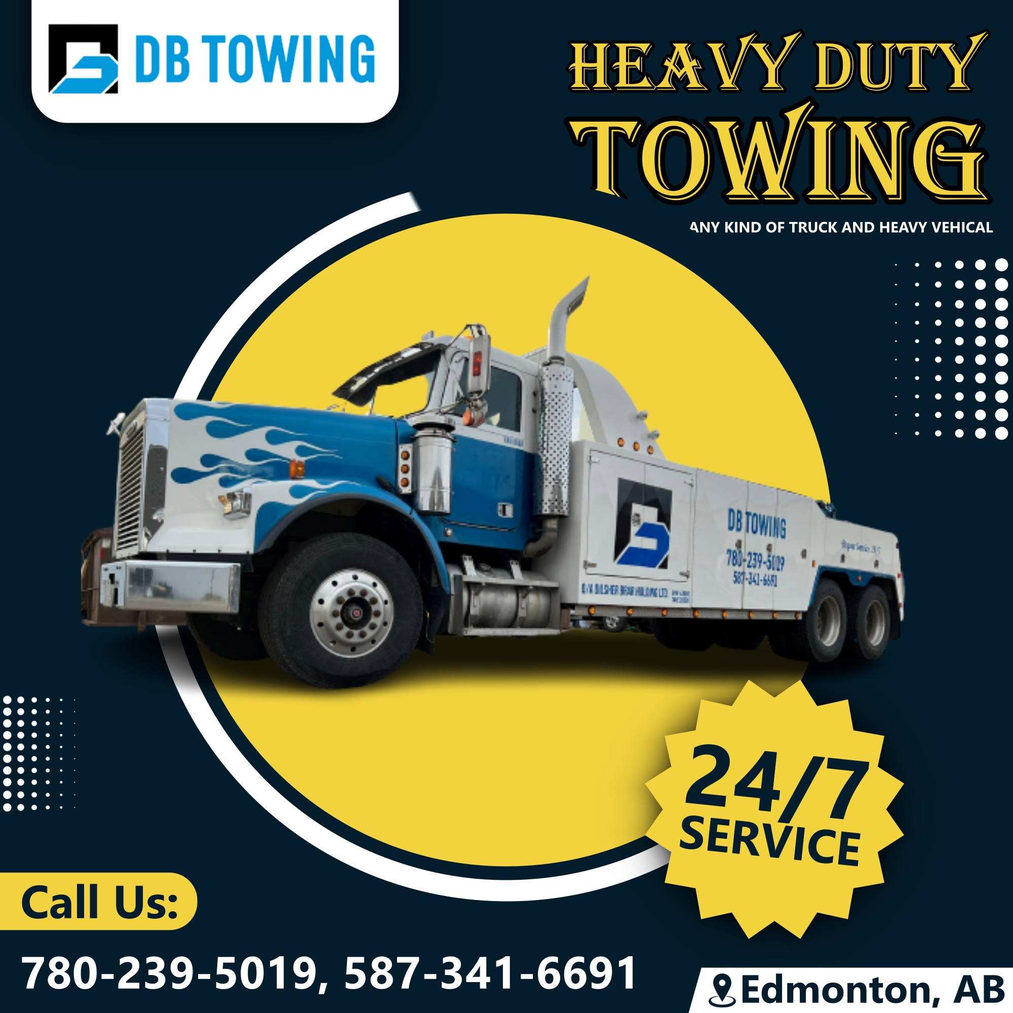 DB Towing Ltd | Heavy Duty Truck Towing | 8112 Davies Rd NW, Edmonton, AB T6T 4N2, Canada | Phone: (780) 239-5019