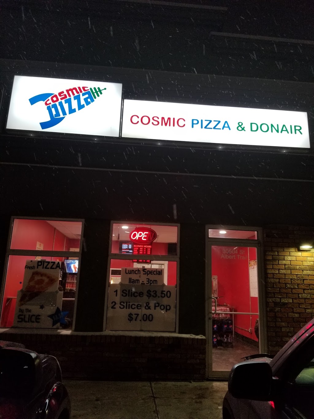 Cosmic Pizza & Donair St.Albert | 504 St Albert Trail #30, St. Albert, AB T8N 5Z1, Canada | Phone: (825) 223-9820