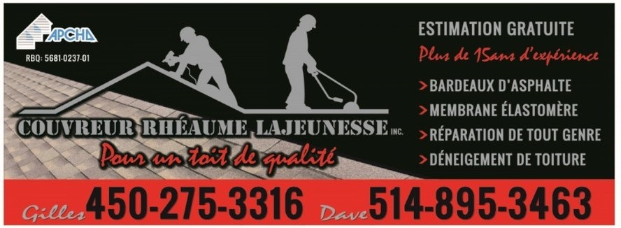 Couvreur Rhéaume Lajeunesse inc | 323 55e Avenue, Pointe-Calumet, QC J0N 1G4, Canada | Phone: (514) 895-3463