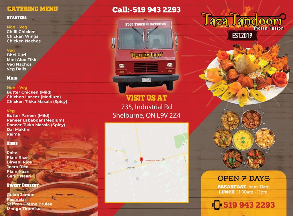 TAZA TANDOORI | 735 Industrial Rd, Shelburne, ON L9V 2Z4, Canada | Phone: (519) 943-2293