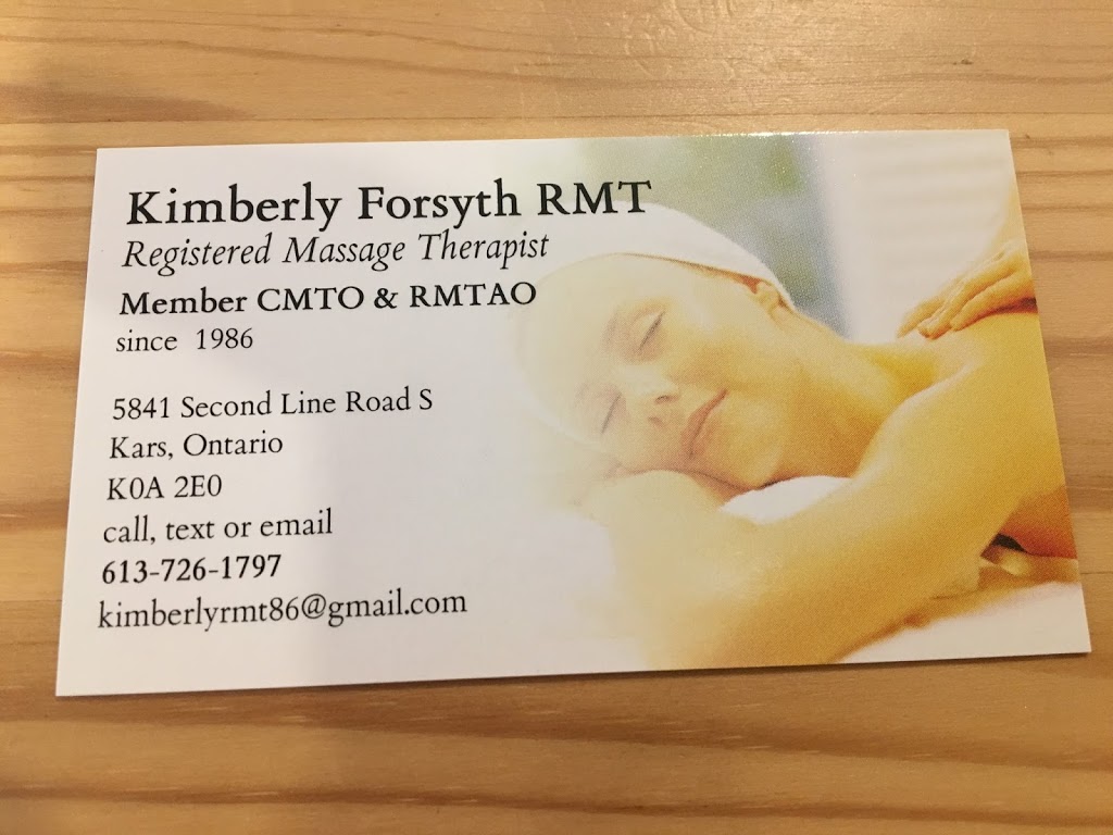 Kimberly Forsyth RMT | 5841 Second Line Rd S, Kars, ON K0A 2E0, Canada | Phone: (613) 726-1797