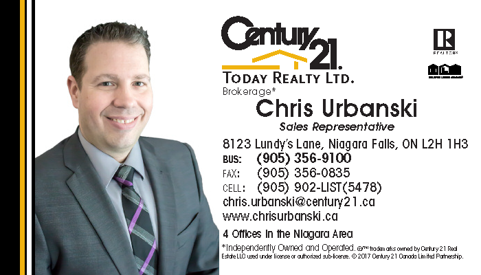 Chris Urbanski - Century 21 - Today Realty Ltd. | 8123 Lundys Ln, Niagara Falls, ON L2H 1H3, Canada | Phone: (905) 902-5478