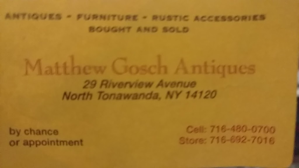 Matthew Gosch Antiques | 29 Riverview Ave, North Tonawanda, NY 14120, USA | Phone: (716) 692-7016