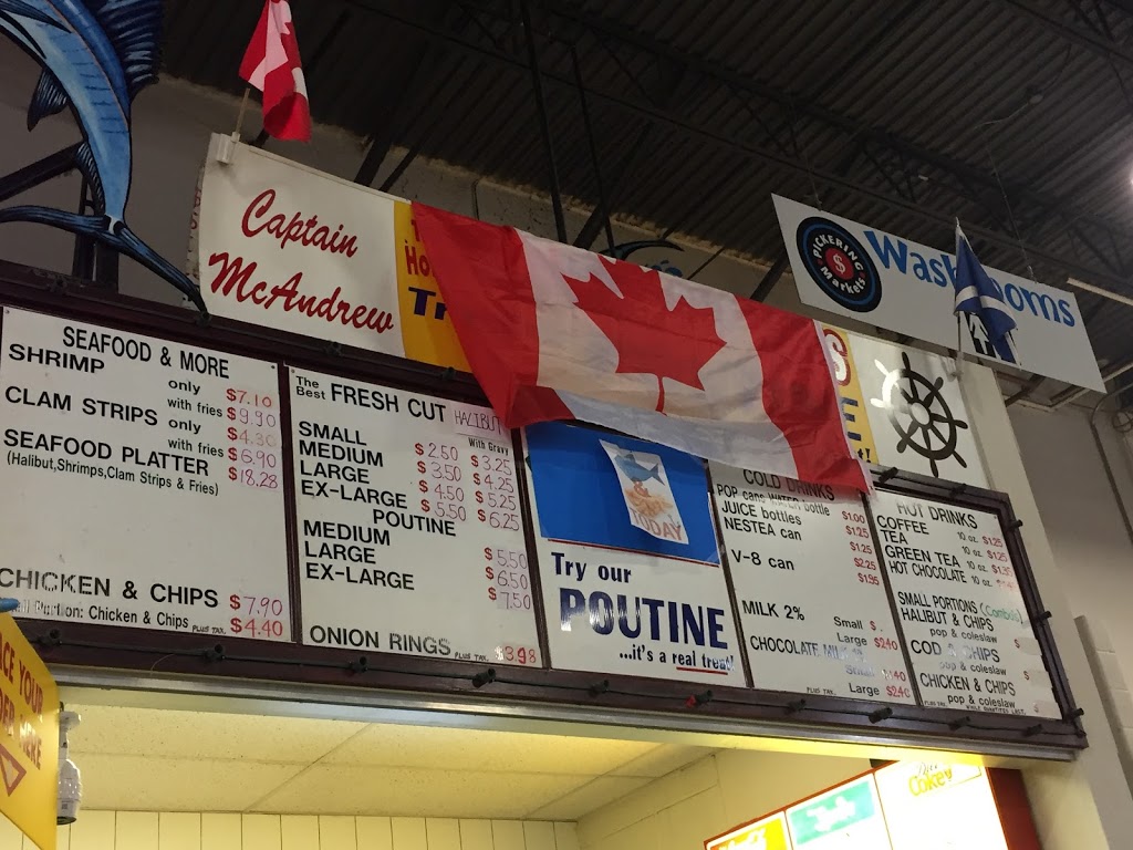 Captain McAndrew Fish & Chips | Food Court 1 Pickering Markets, 1400 Squires Beach Rd, Pickering, ON L1W 4B9, Canada | Phone: (289) 232-8969