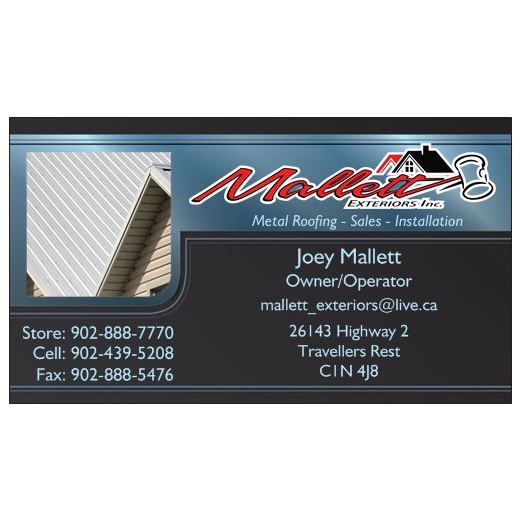 mallett exteriors inc | 26143 highway 2 Travellers rest, Summerside, PE C1N 4J8, Canada | Phone: (902) 888-7770