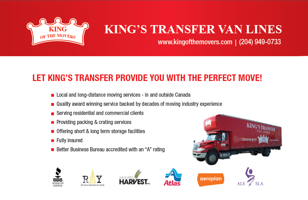 Kings Transfer Van Lines | 199 Omands Creek Blvd #1, Winnipeg, MB R2R 1V9, Canada | Phone: (204) 949-0733