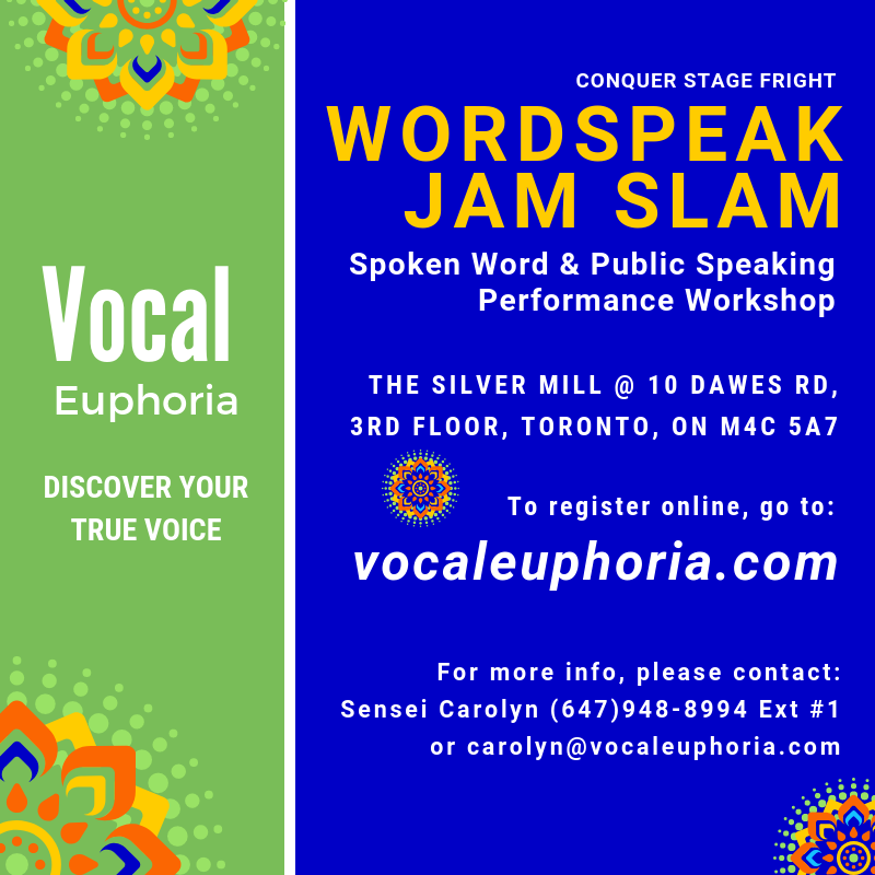 Word Speak Jam Slam | The Silver Mill, Back Door, 10 Dawes Rd 3rd Floor, Toronto, ON M4C 5A7, Canada | Phone: (647) 948-8994