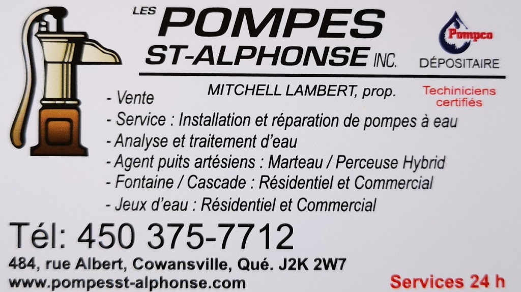 Pompes St-Alphonse Inc (Les) | 484 Rue Albert, Cowansville, QC J2K 2W7, Canada | Phone: (450) 375-7712