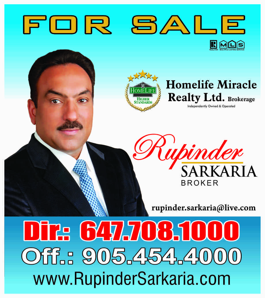 Brampton Real Estate Agent - Rupinder Sarkaria At Homelife Mirac | 821 Bovaird Dr W, Brampton, ON L6X 0T9, Canada | Phone: (647) 708-1000