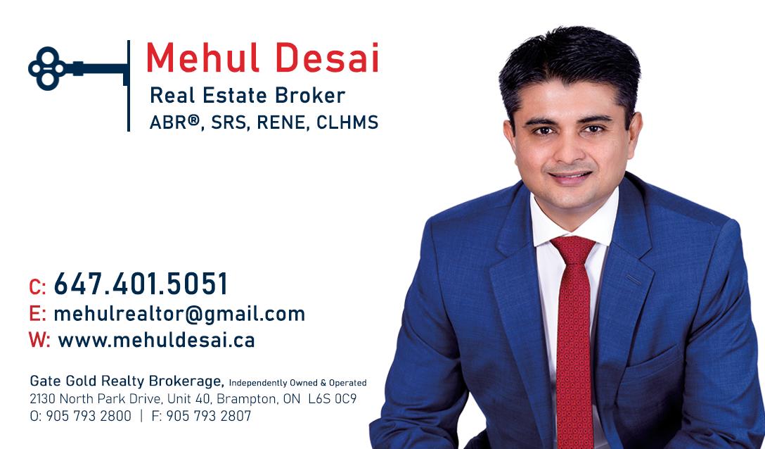 Mehul Desai, Real Estate Agent Brampton | 470 Chrysler Dr # 20, Brampton, ON L6S 0C1, Canada | Phone: (647) 401-5051