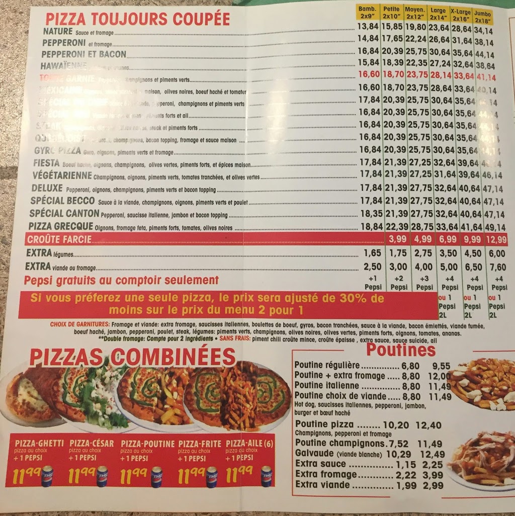 Becco Express Pizza 2 pour 1 | 1667 Rue Principale, Granby, QC J2J 0M9, Canada | Phone: (450) 378-3833