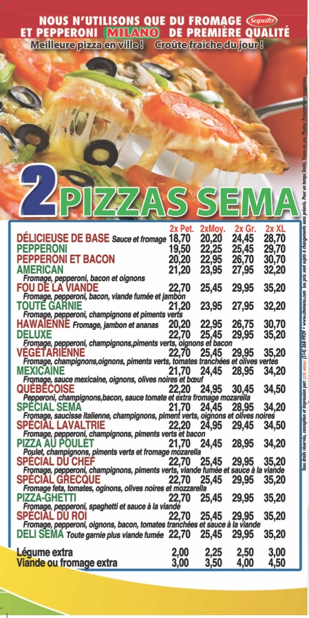 Pizza Sema | 1110 Rue Notre-Dame, Lavaltrie, QC J5T 1M1, Canada | Phone: (450) 586-1533