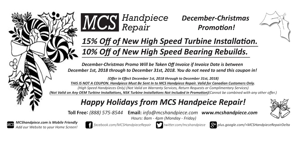 MCS Handpiece Repair | 11017 83 Ave, Delta, BC V4C 2G3, Canada | Phone: (604) 575-8544