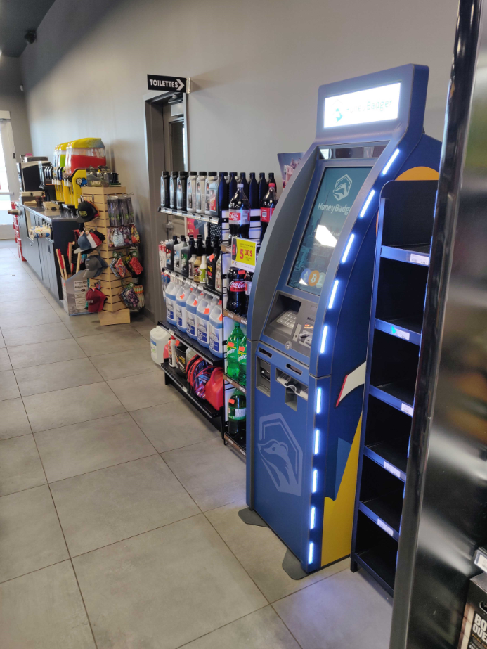 HoneyBadger Bitcoin ATM at Super Sagamie | 17 Route de la Grande Ligne, Victoriaville, QC G6P 6V2, Canada | Phone: (604) 787-1220
