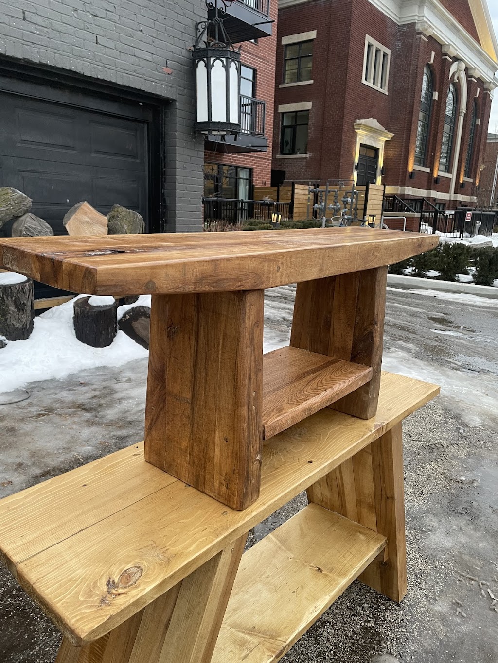 Wood bench | 888 Danforth Ave, Toronto, ON M4J 1L7, Canada | Phone: (416) 994-8803