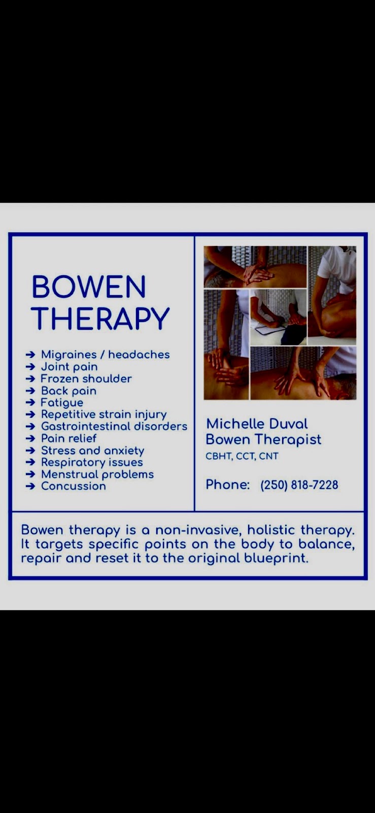 Whole Body Bowen | 847 Parklands Dr, Victoria, BC V9A 4L4, Canada | Phone: (250) 818-7218