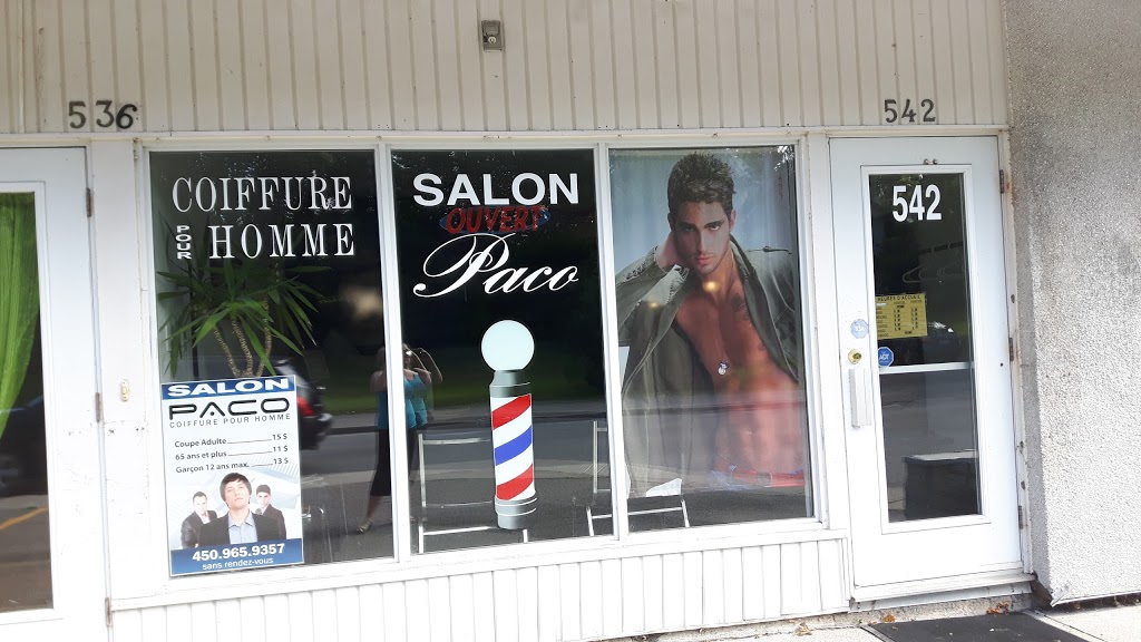 Salon Paco | 542 542 Bd Adolphe Chapleau, Bois-des-Filion, QC J6Z 1K6, Canada | Phone: (450) 965-9357