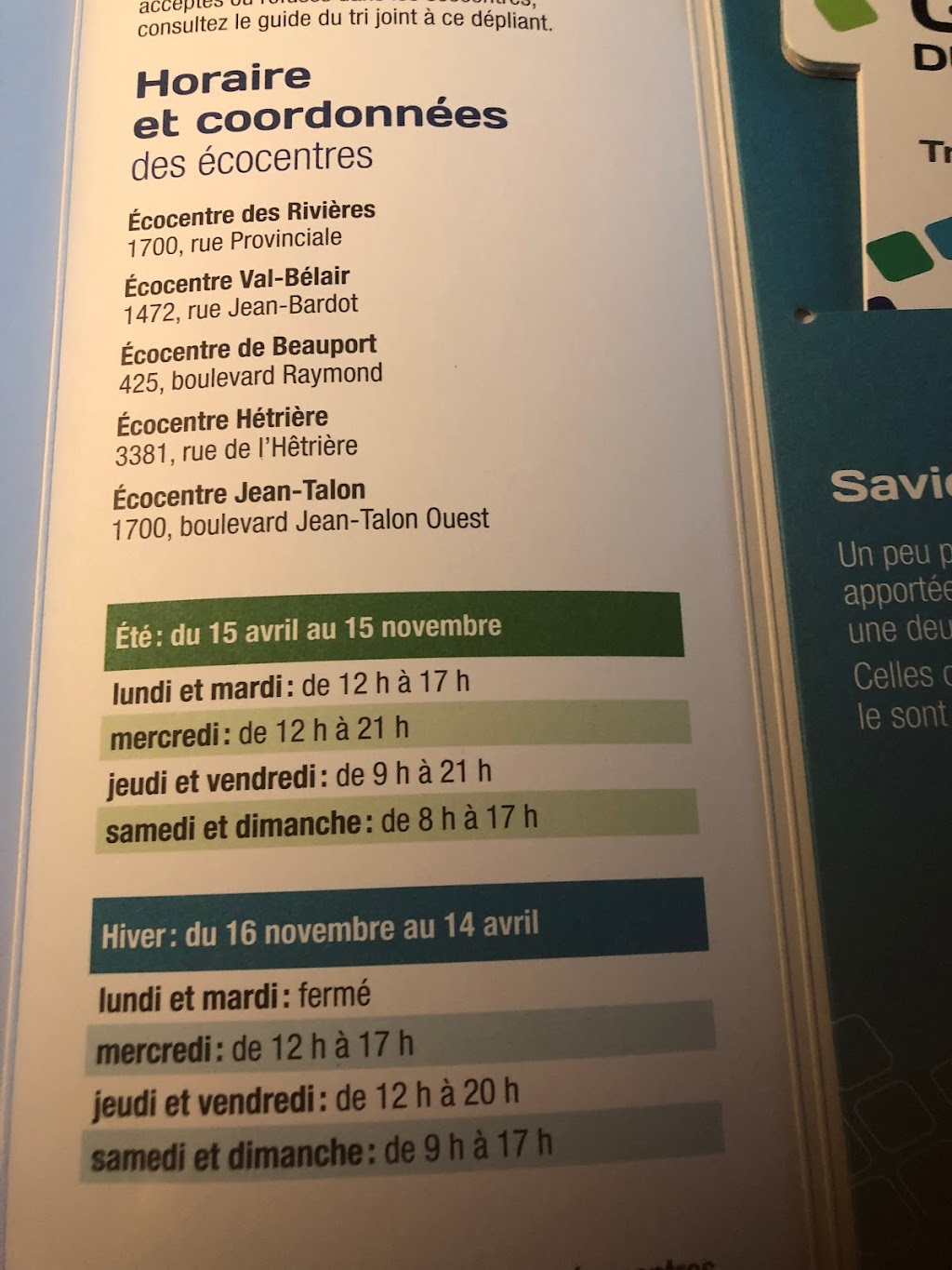 Écocentre Val-Bélair | 1472 Rue Jean Bardot, Québec, QC G3J 1R3, Canada | Phone: (418) 641-6311