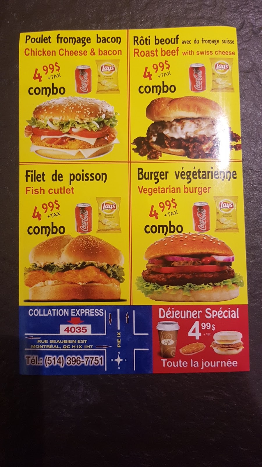 Collation express | 4035 Rue Beaubien E, Montréal, QC H1X 1H7, Canada | Phone: (514) 396-7751