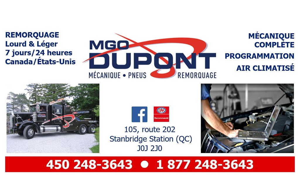 Garage MGO Dupont Inc | 105 QC-202, Stanbridge Station, QC J0J 2J0, Canada | Phone: (450) 248-3643