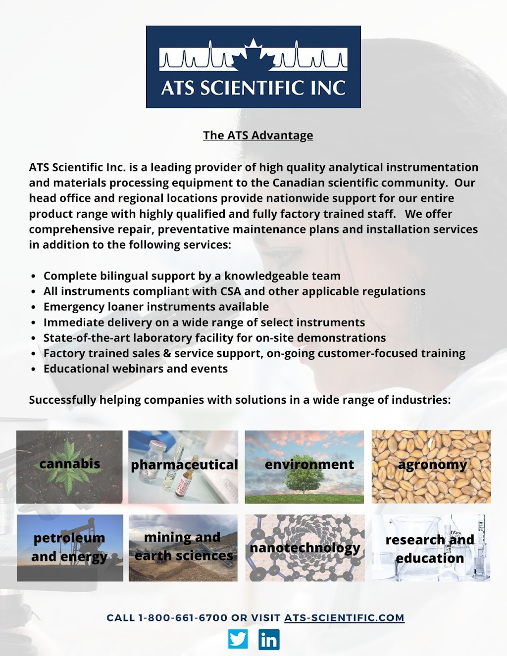 ATS Scientific Inc. | 4030 Mainway, Burlington, ON L7M 4B9, Canada | Phone: (800) 661-6700