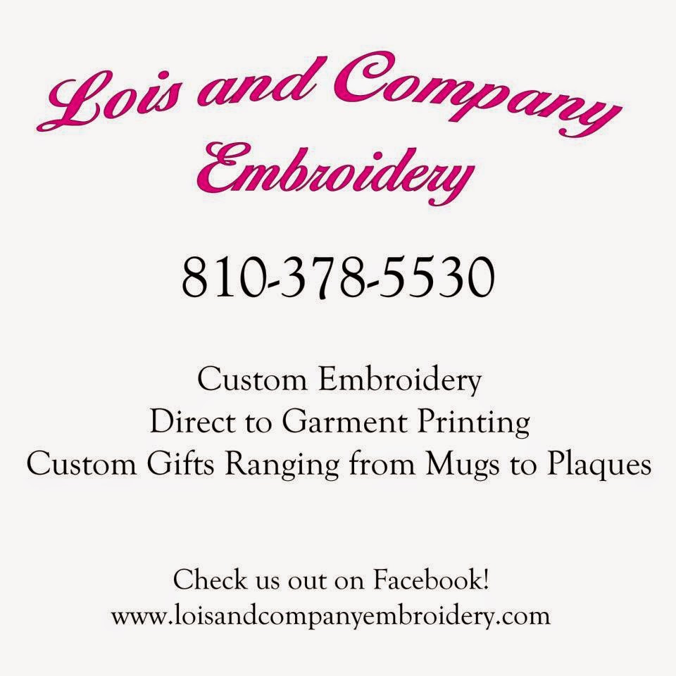 Lois and Company Embroidery | 3990 Mowerson Rd ste b, Brown City, MI 48416, USA | Phone: (810) 378-5530