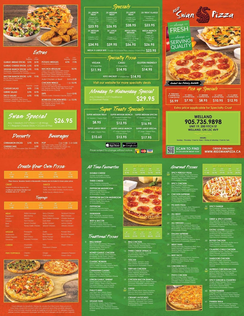 Red Swan Pizza | 200 Fitch St #19, Welland, ON L3C 4V9, Canada | Phone: (905) 735-9898