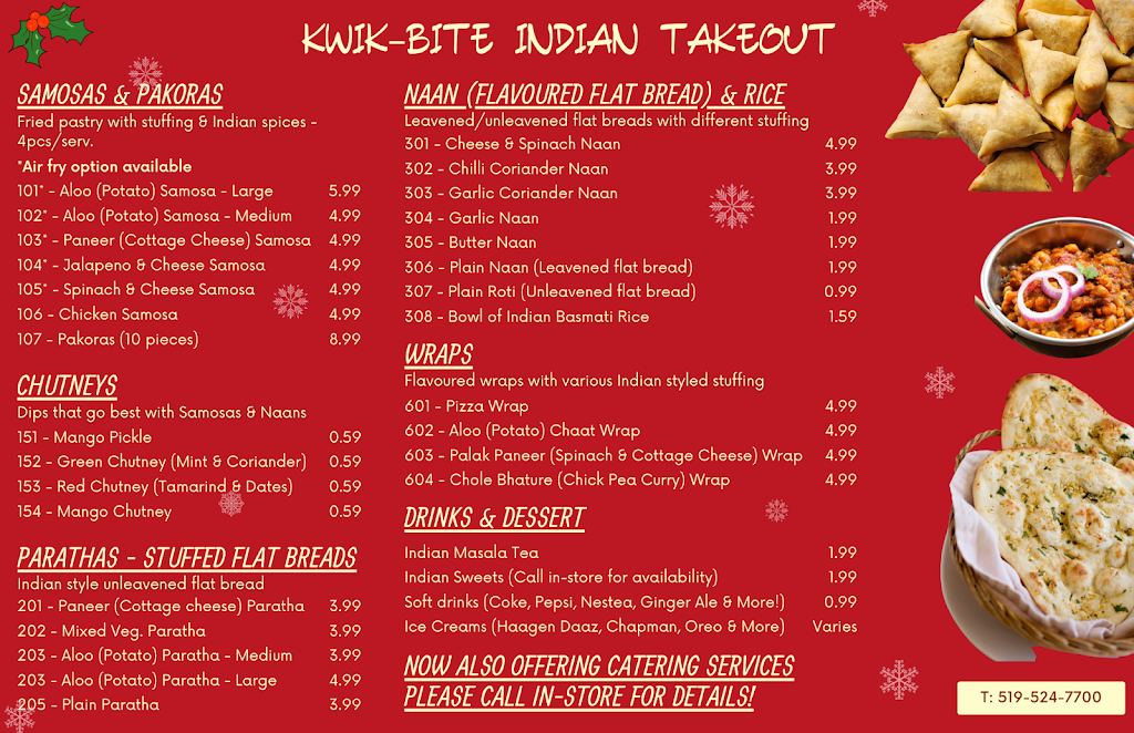 KwikBite Indian Takeout | 137 Victoria St N, Goderich, ON N7A 2S4, Canada | Phone: (519) 524-7700