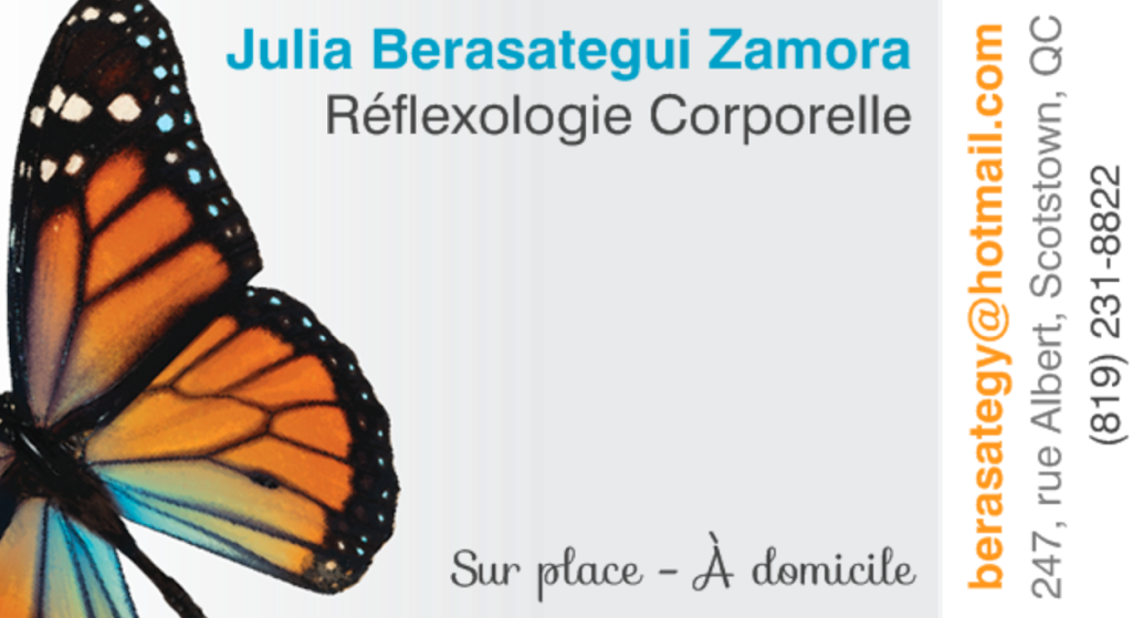 Julia Berasategui Zamora, Réflexologie Corporelle & Art | 247 Rue Albert, Scotstown, QC J0B 3B0, Canada | Phone: (819) 231-8822