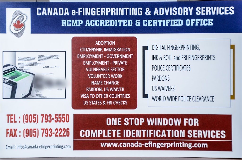 Canada E Fingerprinting & Legal Services | 2250 Bovaird Dr E #416, Brampton, ON L6R 0W3, Canada | Phone: (905) 793-5550