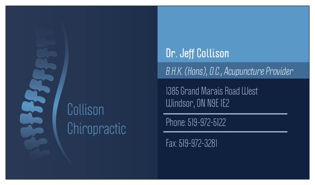 Collison Chiropractic | 1385 Grand Marais Rd W, Windsor, ON N9E 1E2, Canada | Phone: (519) 972-5122