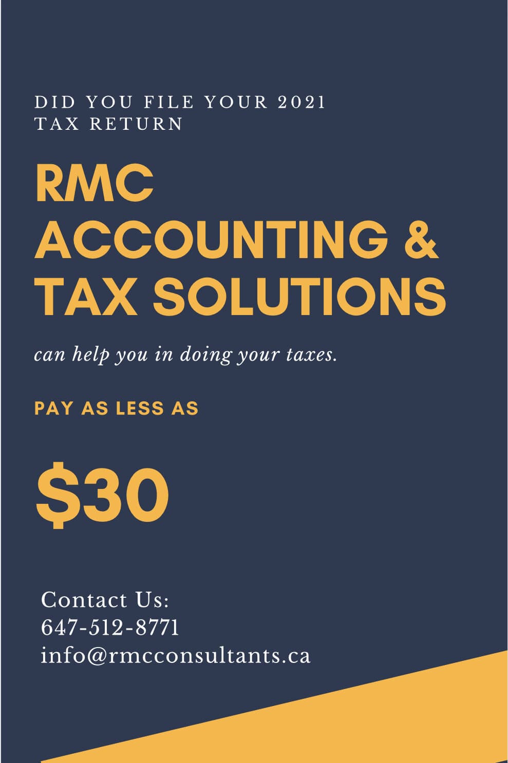 RMC Accounting & Tax Solutions | 60 Treasure Rd, Maple, ON L6A 2Y7, Canada | Phone: (647) 512-8771