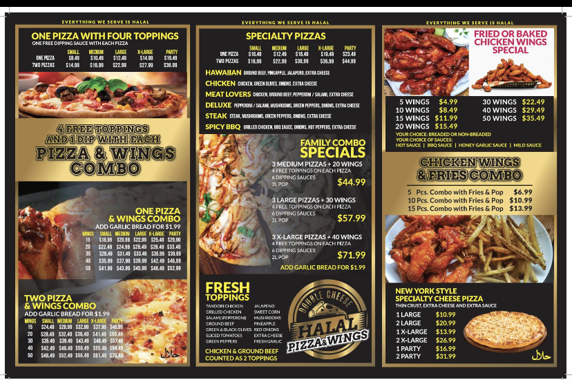 Double cheese Halal Pizza & Wings | 2267 Islington Ave, Etobicoke, ON M9W 3W6, Canada | Phone: (416) 742-8008