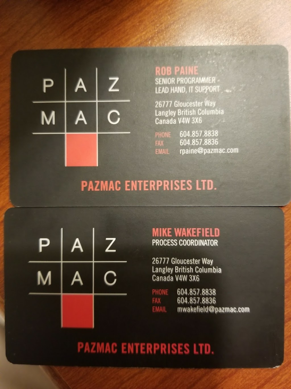 Pazmac Enterprises Ltd | 26777 Gloucester Way, Langley, BC V4W 3X6, Canada | Phone: (604) 857-8838