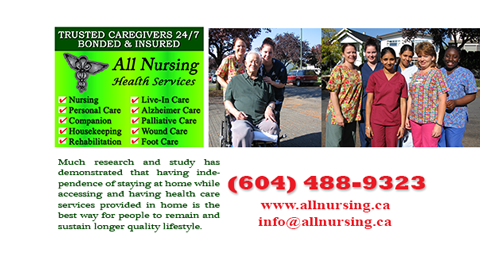 All Nursing Health Care Services Inc | 200-4170 Still Creek Dr, Burnaby, BC V5C 6C6, Canada | Phone: (604) 488-9323