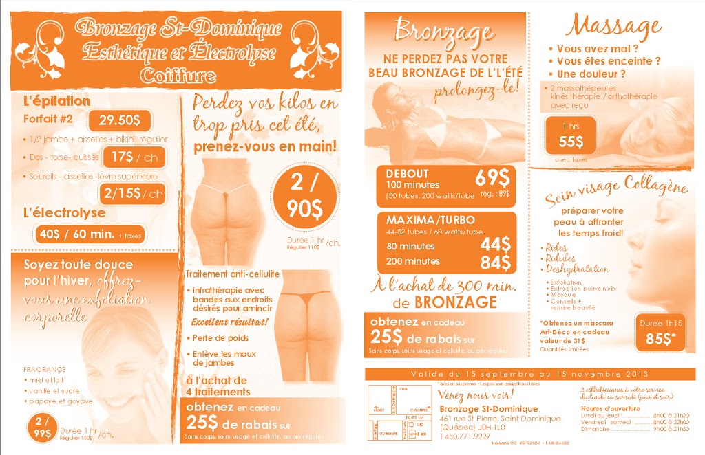 Bronzage St-Dominique | 461 Rue Saint-Pierre, Saint-Dominique, QC J0H 1L0, Canada | Phone: (450) 771-9227