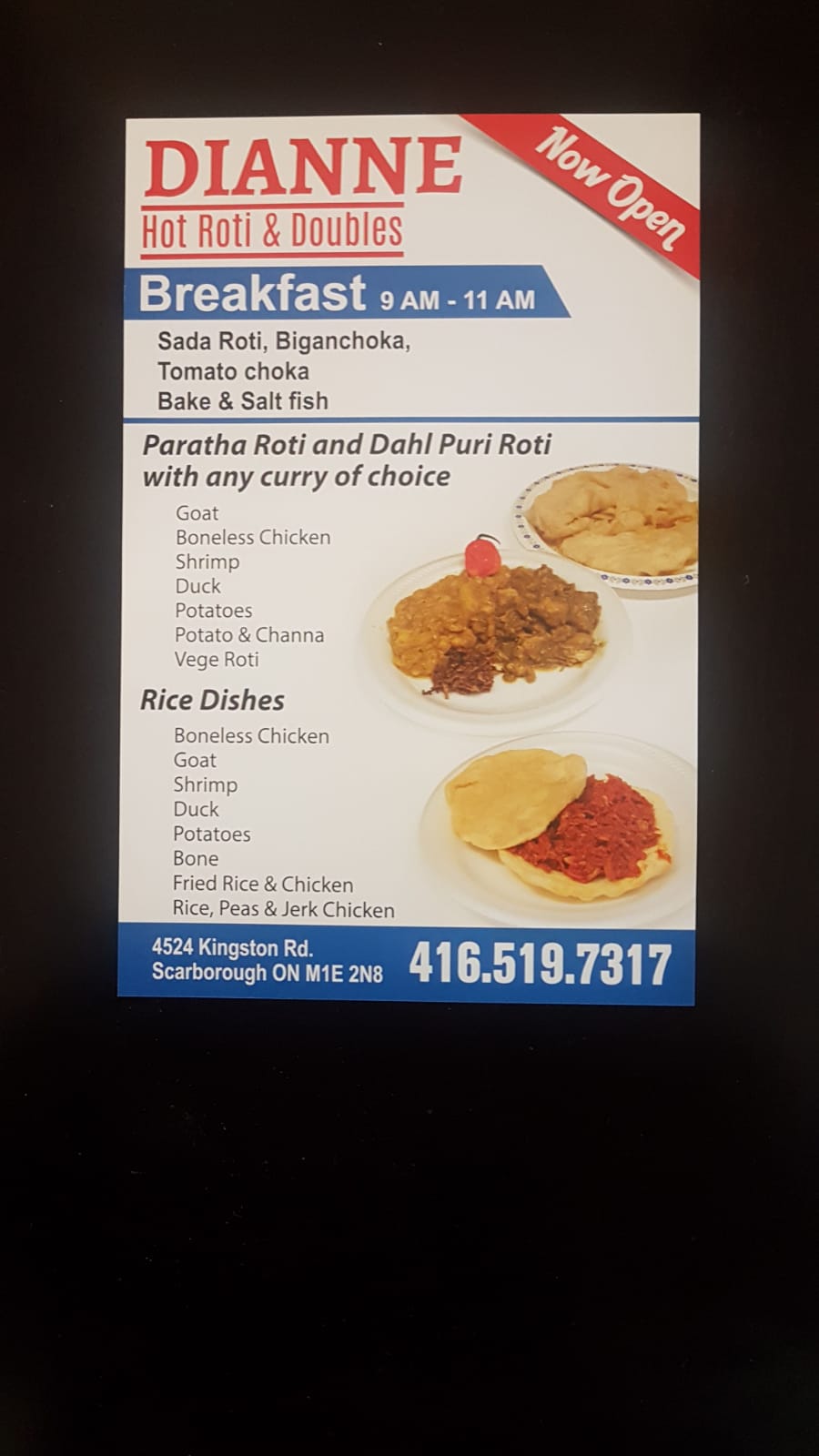 Dianne Hot Roti & Doubles | 4524 Kingston Rd, Scarborough, ON M1E 2N8, Canada | Phone: (416) 519-7317