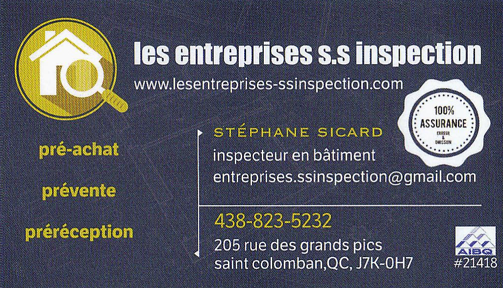 Inspection S.S Inspecteur en Batiment | 205 Rue des Grands-Pics, Saint-Colomban, QC J5K 0H7, Canada | Phone: (438) 823-5232