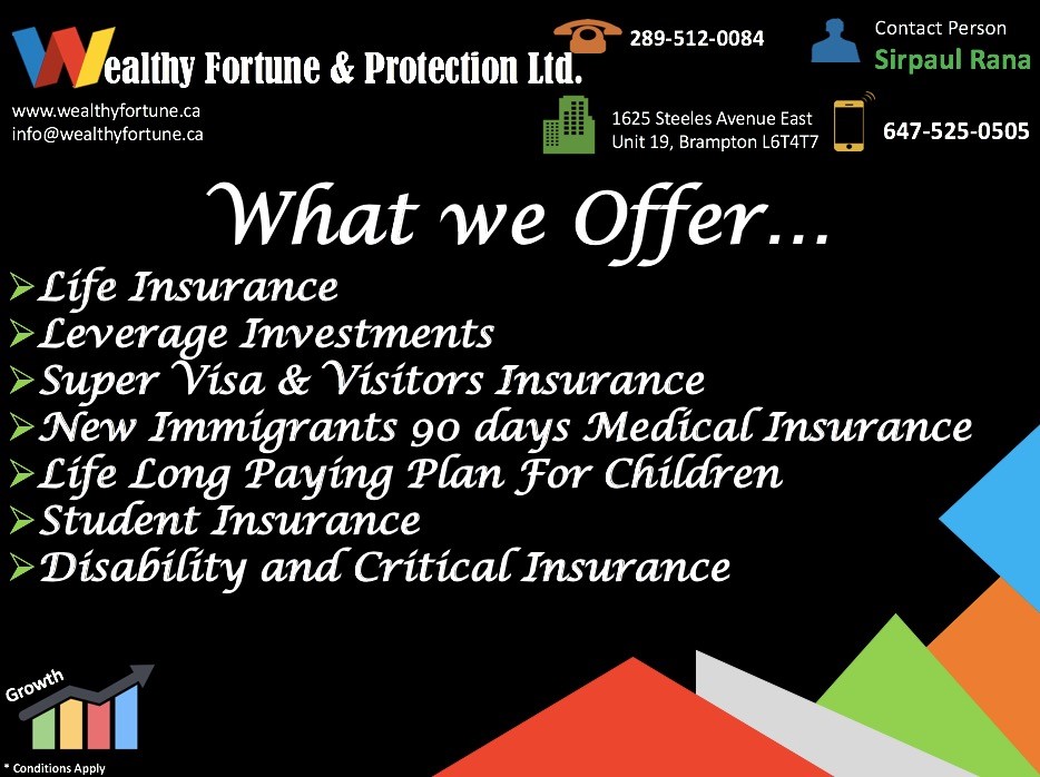 Wealthy Fortune & Protection Ltd. | 1625 Steeles Ave E #19, Brampton, ON L6T 4T7, Canada | Phone: (647) 525-0505